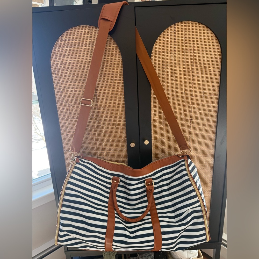 Striped Navy and Black Women's Duffle/Garment Weekender Bag